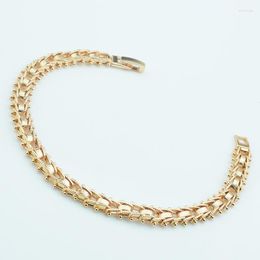 Link Bracelets 7mm Mens Boys 585 Rose Gold Colour Fashion Bracelet Chain 22cm Jewellery