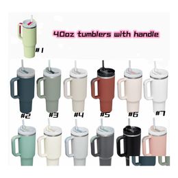Water Bottles Style 40Oz Stainless Steel Tumblers With Handle Bottle Portable Outdoor Sports Cup Insation Travel Vacuum Flask By Exp Dhjno