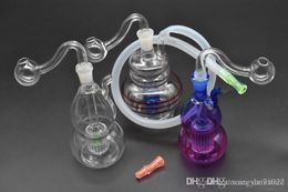 Colourful Mini oil rig Bong Thick Dab Rig Heady Glass Bubbler Dab Rigs 10mm water smoking pipe Small Bong Recycler Pyrex Water Bongs