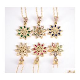 Pendant Necklaces 5Pcs Dainty Flower Necklace For Women Charm Zircon Crystal Chain Gold Jewelry Gift Drop Delivery Pendants Dh13M