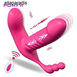 Sex Toys massager 3 in 1 Telescopic Dildo Vibrator Female Thrust Clitoris Stimulator Goods for Women Couple Wireless Remote Control