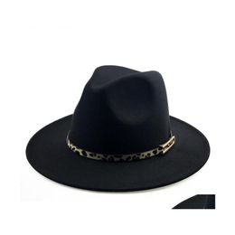 Stingy Brim Hats Jazz Panama Hat Men Women Fedora Ladies Wide Cap Man Woman Top Caps Leopard Belt Trilby Autumn Winter Wholesale Dro Dhacp