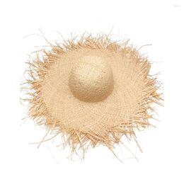 Wide Brim Hats Women Beach Sun Protection Hat Straw Cap Female Adults Natural Colour Comfortable Breathable Summer Decoration Props