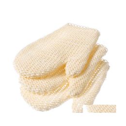 Bath Brushes Sponges Scrubbers Natural Sisal Gloves Spa Shower Scrubber Bathroom Scrub Resistance Body Mas Tool Wash Skin Moistur Dhrqn