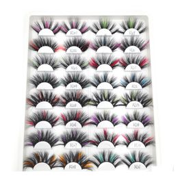 False Eyelashes 18 Colors Colorf Eyelash Mink 3D Fake Lashes Natural Long 25Mm Colored Lash Party Makeup Kit Color Eye Drop Delivery Dhsfz