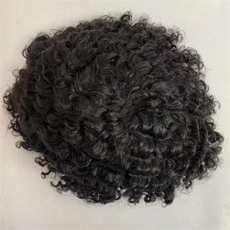 Brazilian Virgin Human Hair Piece Black Colour Loose Wave 8x10 Mono With PU Toupee for Black Men