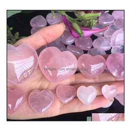 Arts And Crafts Gifts Home Garden Natural Rose Gift Quartz Heart Shaped Crystal Carved Palm Love Healing Gemstone Lover Gife Stone D Dhybp