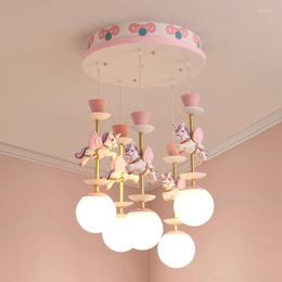 Chandeliers Children's Room Chandelier Girl Princess Bedroom Lamp Cartoon Creative Hanging Light Baby's Lampara Para Comedor