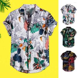 Men's Casual Shirts 2023 Short Sleeve Printed Hawaiian Button Down Flower Beach Men Summer Vacation