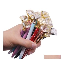 Ballpoint Pens Top Fashion Creative Crystal Glass Kawaii Pen With Large Diamond Luxury School Office Supplies Halloween Christmas Dr Dhcwp