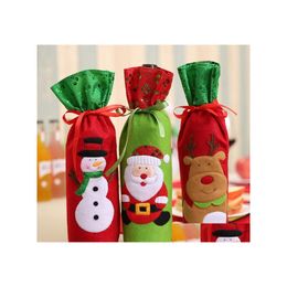 Christmas Decorations Stockings 32X13Cm Santa Claus Wine Bottle Er Bags Decoration Decor Table Bag Party Supplies Drop Delivery Home Dhman