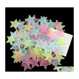 Christmas Decorations 100Pc 3X3Cm Stars Wall Stickers Kids Bedroom Fluorescent Star Glow In The Dark Sticker Cute Decoration Drop De Dhabu