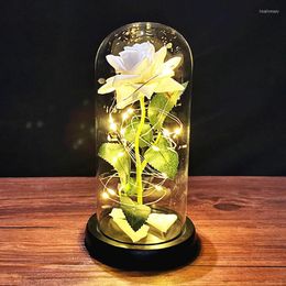 Night Lights LED Eternal Rose Flowers Valentine's Day Gifts Bedroom 3D Table Lamp Wedding Bedside For Home Room Decoration