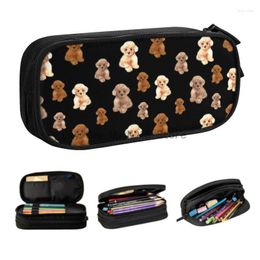 Cosmetic Bags Custom Teacup Poodle Dog Kawaii Pencil Cases Boy Girl Large Capacity Pet Lover Box School Supplies