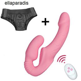 Sex Toys massager Strapless Strap-on Dildo Vibrators For Women Double-heads Vibrating Penis Lesbian Erotic Couples