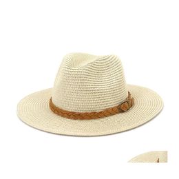 Stingy Brim Hats Wide St Hat Jazz Panama Women Men Fashion Beach Man Sun Protection Cap Ladies Mens Spring Summer Outdoor Travel Cap Dhq4S