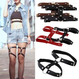 Garters 1 PC Fashion Women Sexy Harajuku Style Adjustable Elastic Leg Garter Belt Suspenders Rivet Ring PU Leather Punk Socks