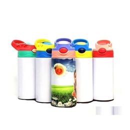 Mugs 12Oz Sublimation Sippy Cup Straight Baby Bottle Stainnless Steel Portable Kids Double Wall Vacuum Feeding Nursing Drop Delivery Dhfw7