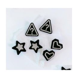 Stud 2021 Trendy Black Earrings For Women Personality Shinning Rhinestones Triangle Star Heart Earings Jewelry Wholesale Drop Deliver Dhjbd