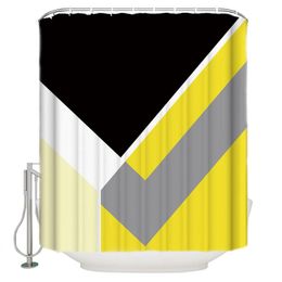 Shower Curtains Home Abstract Yellow Geometric Luxury Bathroom Curtain Waterproof Fabrics Washroom