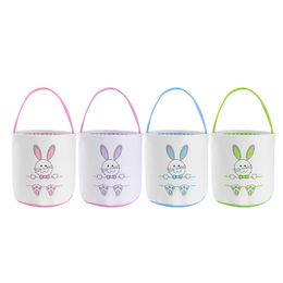 Party Gift Easter Bunny Basket Bags With Handle Pouch Handbag Eggs Hunt Candy Snack Storage Bag Rabbit Toys Bucket Tote For Kids Party Decoration 4 Colours