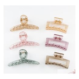 Hair Clips Barrettes Plastic Hairpin For Women Clip Pin Lady Girl Jelly Colour Barrette Back Head Shark Large Grip Accessories Drop Dhip9