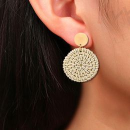 Dangle Earrings ForRattan For Women Handmade Straw Braid Drop Geometric Boucles D Oreille Femme Dropship & Chandelier