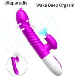 Sex Toys massager Double Tongue Vibrating Dildo With Telescopic Rotating Vibrators For Woman Anal Vaginal Clitoris Stimulator Suck