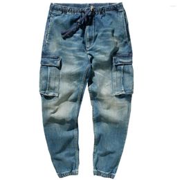 Men's Jeans Workwear Men's Loose Bunches Of Feet In Autumn And Winter Old Washed Heavy Stretch Denim Trousers