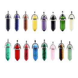 Pendants Exceart Shape Gemstone Pendant Charms Hexagonal Stone Craft For Jewelry Necklace Making Mixed Style Drop Delivery Amx3O
