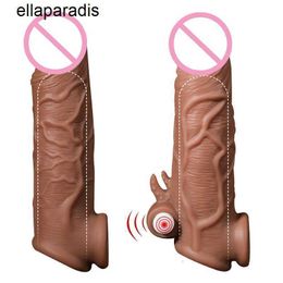 Adult massager Realistic Penis Vibrator Extension Sleeve Reusable Silicone Cock Dick Extender Dildo Delay Sex Toys For Men