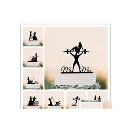 Other Festive Party Supplies Mixed Funny Style Wedding Cake Topper Bride Groom Mr Mrs Black Acrylic Decorating Drop Delivery Home G Dhrp5