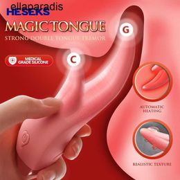 Sex Toys massager HESEKS Realistic Double Tongue Heating Vibrator G-spot Clitoris Vagina Stimulator Blowjob Female Masturbator For Women