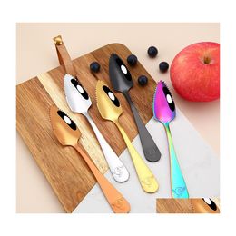 Spoons Spoon Stainless Steel Baby Complementary Food Apple Fruit Ladle Belt Sawtooth Creative Many Colour Factory Direct Selling 2Nr Dhvjn