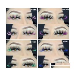 False Eyelashes Colored 25Mm 3D Mink 39 Styles Dramatic Fluffy Volume Eyelash Highlight On The End Cosplay Costumes Fl Strip Lashes Dhvyt