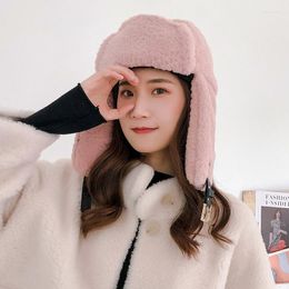 Berets High Quality Women's Warm Lei Feng Hat Fashion Riding Ear Protection Wind And Cold Proof Plush Thickened Sheath Head Cap