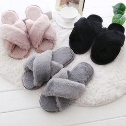 Slippers Fall/Winter -Selling Korean Cross Warm Plush Home Household Women's Cotton