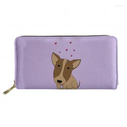 Wallets Pitbull Dog Pattern Print Women Long Thin Wallet Zipper Cute Phone Bag Leather Purse For Portefeuille Femme