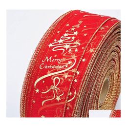 Gift Wrap Christmas Tree Decoration 6.3X200Cm/Roll Red And Gold Print Ribbon Drop Delivery Home Garden Festive Party Supplies Event Dhedu