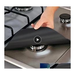 Cookware Parts 4Pcs Stove Protector Er Liner Gas Stovetop Burner Kitchen Accessories Mat Cooker Drop Delivery Home Garden Dining Bar Ott59