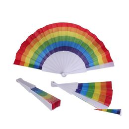 Other Festive Party Supplies Rainbow Fan Gay Pride Lgbt Plastic Bone Handheld 23Cm Fans Music Festival Club Event Gifts Drop Deliv Dhc6P