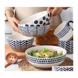 Bowls Japanese Style Stoare Noodle Bowl Home Large Salad Creative Ceramic Soup Drop Delivery Garden Kitchen Dining Bar Dinnerware Dhvbo