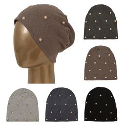 Beanies Beanie/Skull Caps Style Casual Pearl Skullies Beanie For Women Hat Stretch Baggy Hats Fashion Gorros Soft Warmer Cotton Bonnet