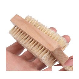 Cleaning Brushes Wood Nail Brush Two Sided Natural Boar Bristles Wooden Manicure Spa Dual Surface Hand Cleansing Paa10358 Drop Deliv Otohj