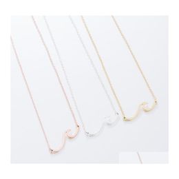 Pendant Necklaces Stainless Steel Wave Necklace Beach Surfer Jewelry For Women Ocean Charm Choker Collar Drop Delivery Pendants Dhdiq