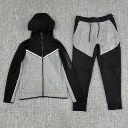 Brand casual Men's Tracksuits sports suit spring and autumn new air layer cotton hooded cardigan sweater casual trousers two-piece set for men