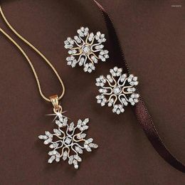 Necklace Earrings Set 3 Pcs/set Snowflake Christmas Luxury Jewelry Accessories Valentines's Party Gifts 2023