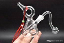 colorful mini Necklace oil bong Glass tobacco Dab Rig Bongs Water pipes Mini smoking pipe small filter heady beaker bong