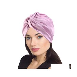 Beanie/Skull Caps 2022 Night Sleep Imitation Silk Double Layer Hats For Women Womens Hat Satin Slee Beanie Durags Ladies Durag Head Dhyfc