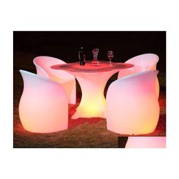 Commercial Furniture Led Illuminated Cocktail Table Lounge Waterproof Glowing Bar Lighted Up Coffee Rechargeable Drop Delivery Home G Dhn5J